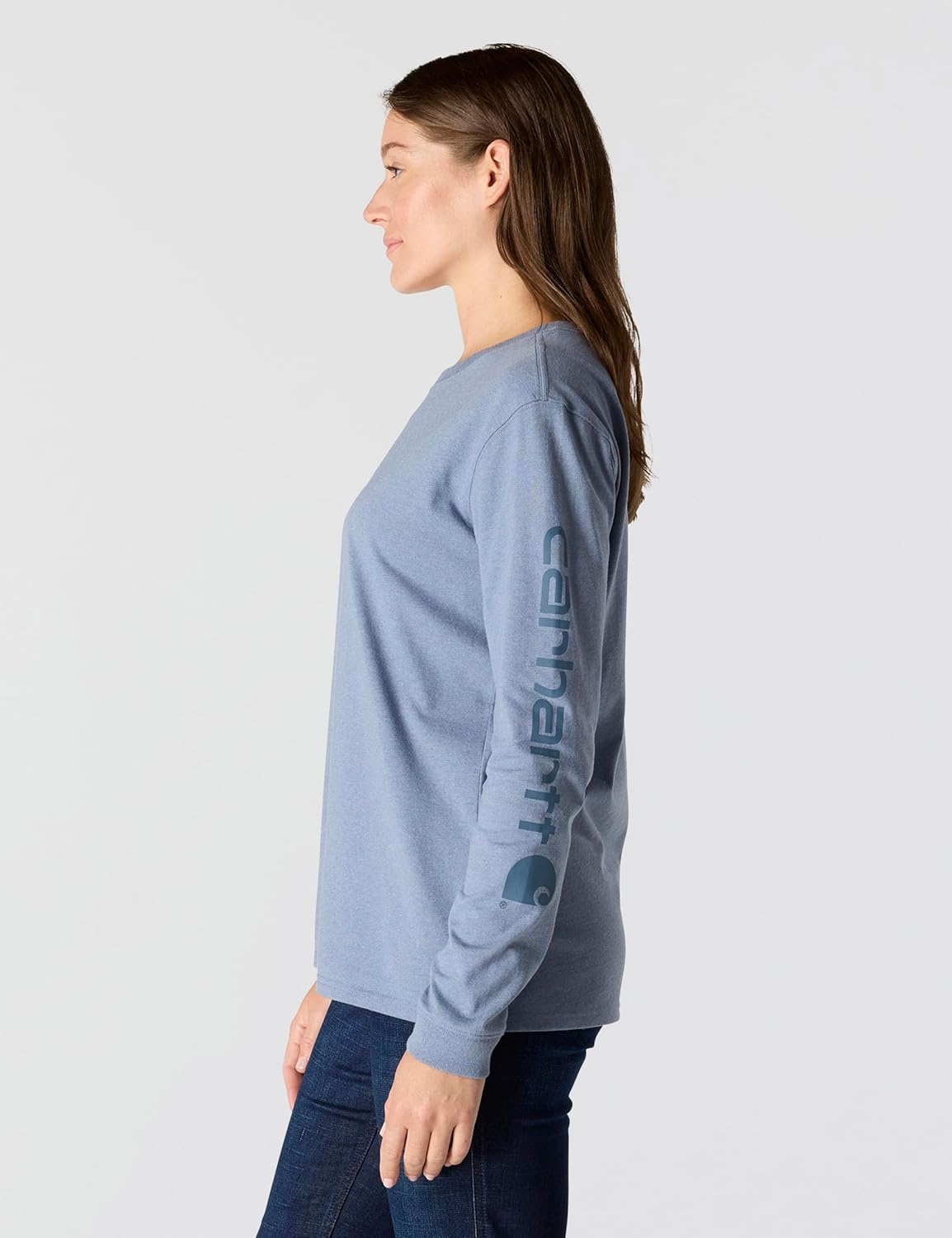 image:imageCarhartt Womens Dearborn Loose LS Logo TShirtLight Faded Navy Heather
