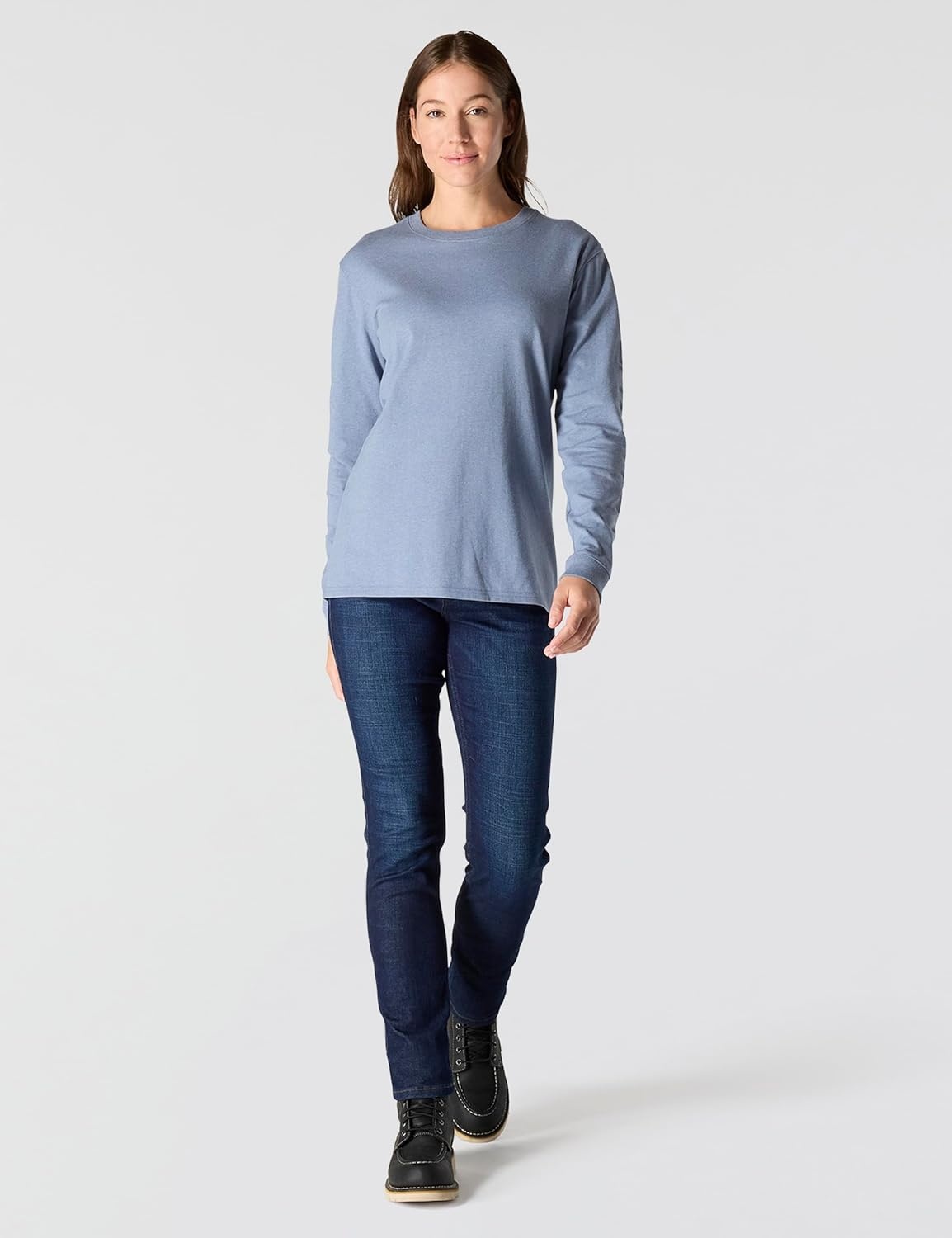 image:imageCarhartt Womens Dearborn Loose LS Logo TShirtLight Faded Navy Heather