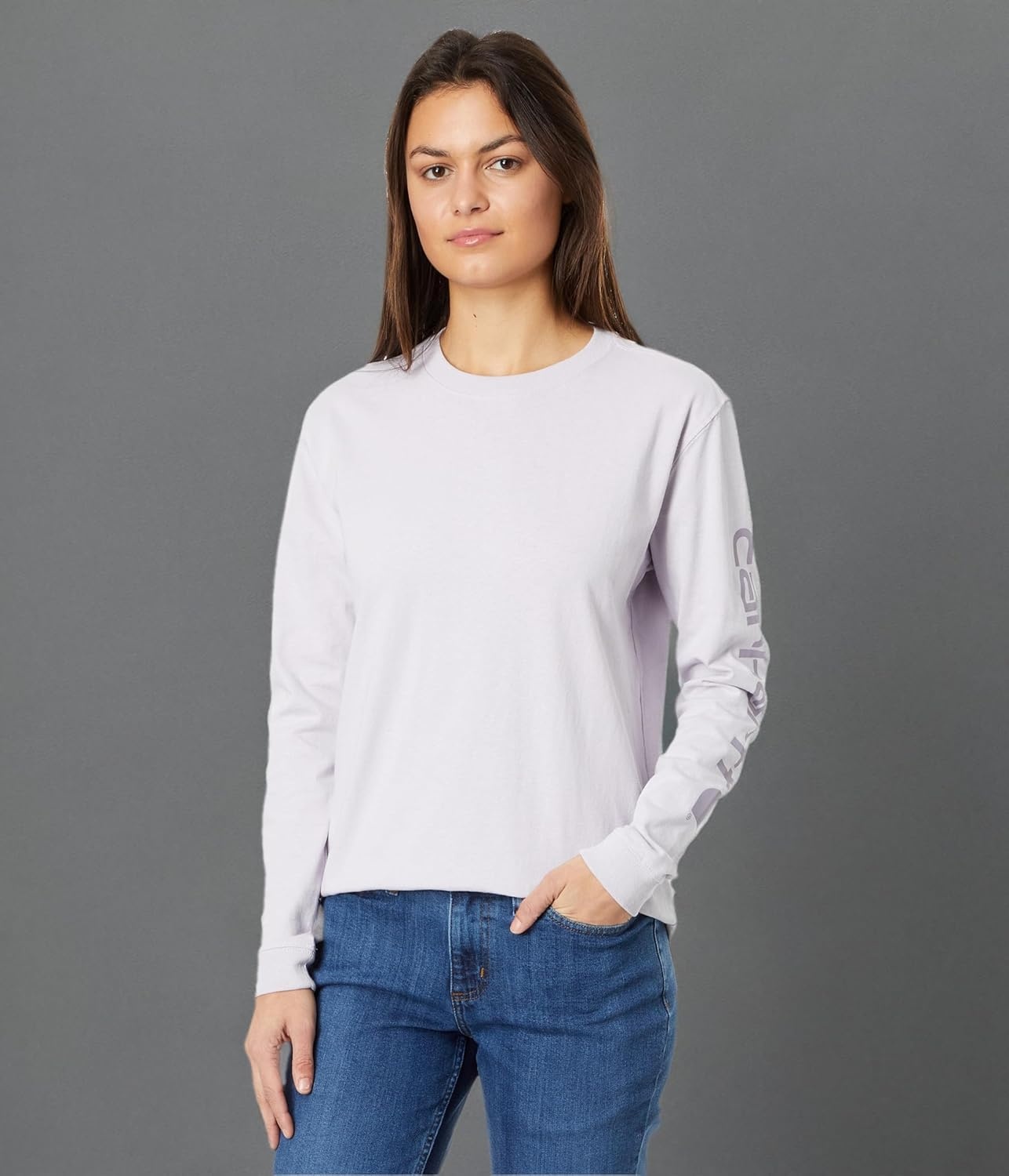 image:imageCarhartt Womens Dearborn Loose LS Logo TShirtLilac Haze