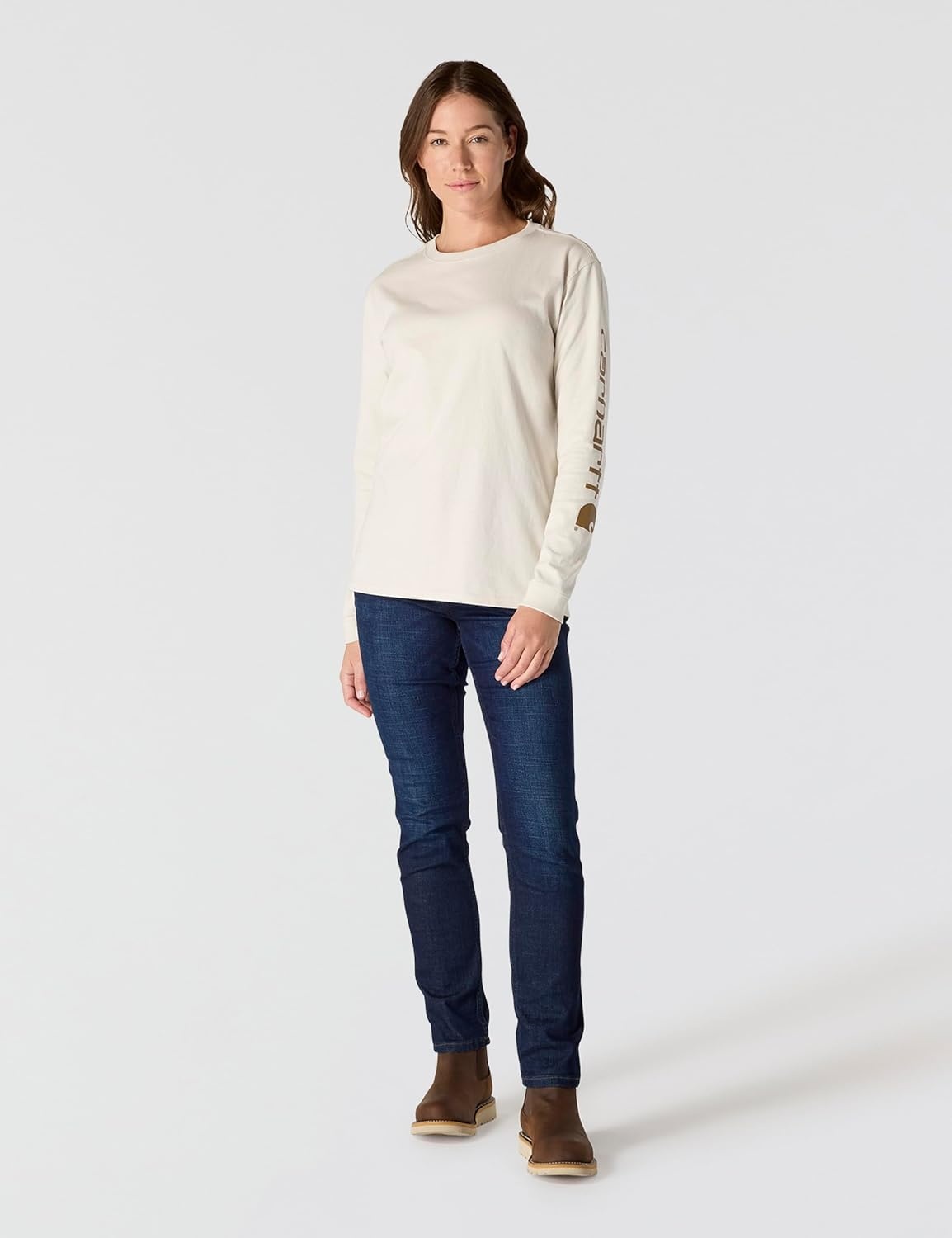image:imageCarhartt Womens Dearborn Loose LS Logo TShirtMaltCarhartt Brown