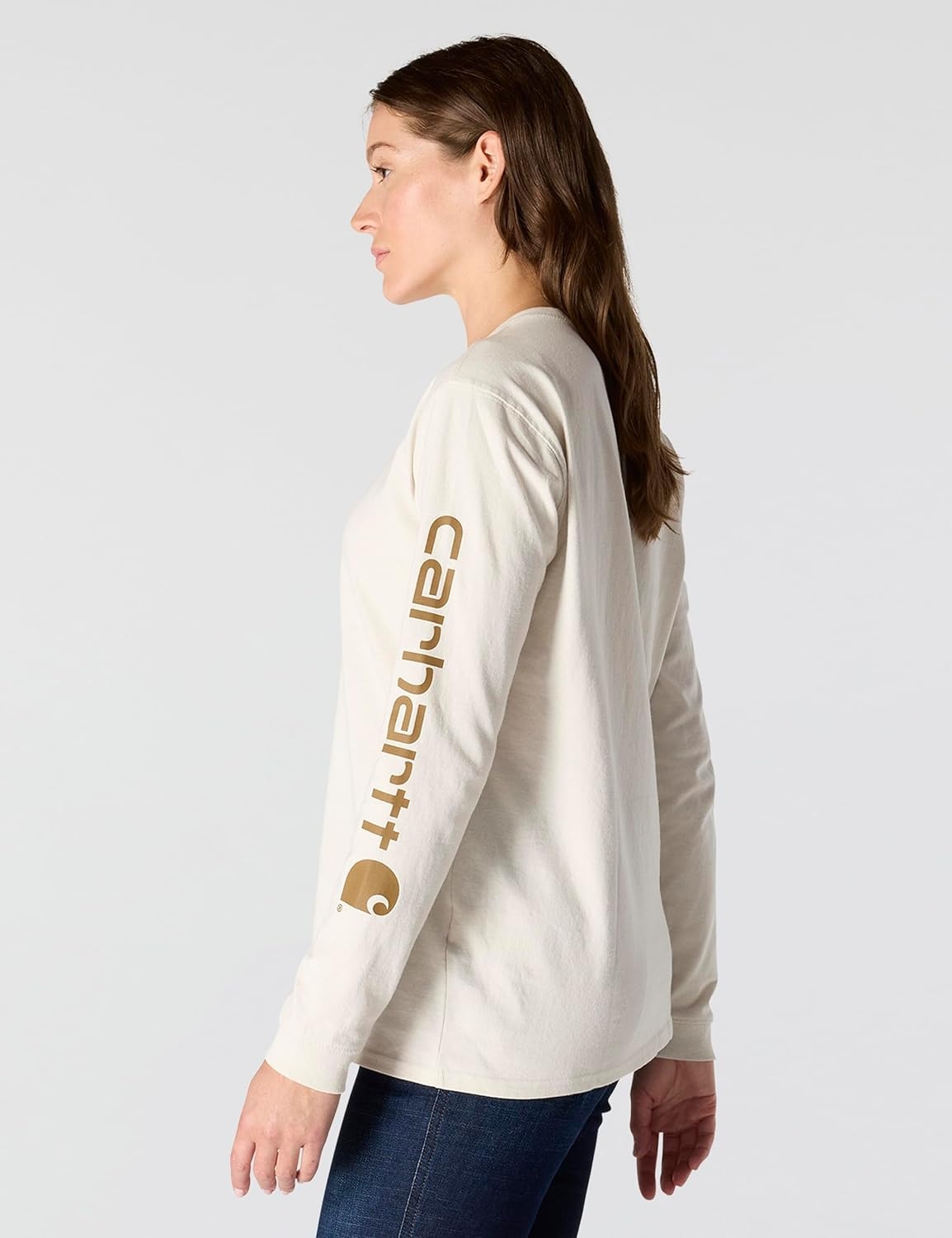 image:imageCarhartt Womens Dearborn Loose LS Logo TShirtMaltCarhartt Brown