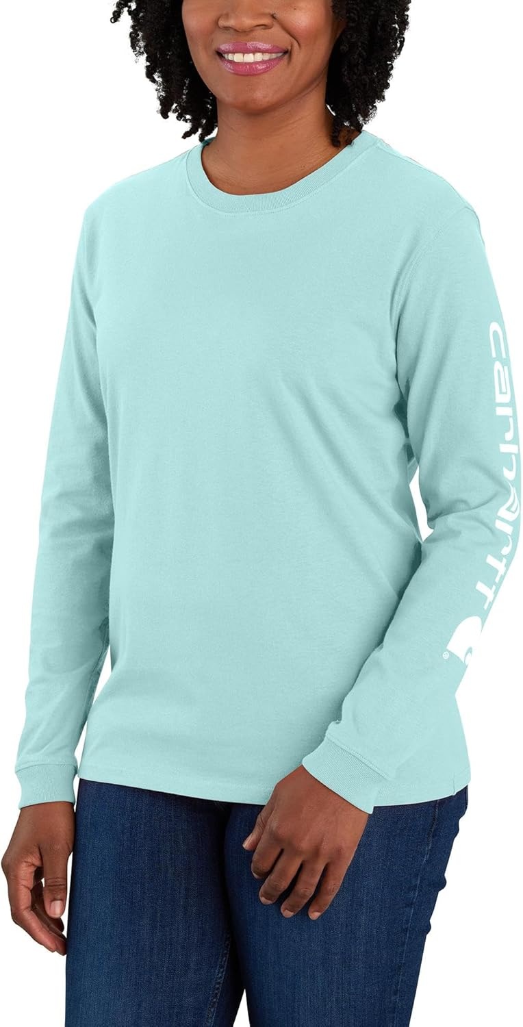 image:imageCarhartt Womens Dearborn Loose LS Logo TShirtPastel Turquoise