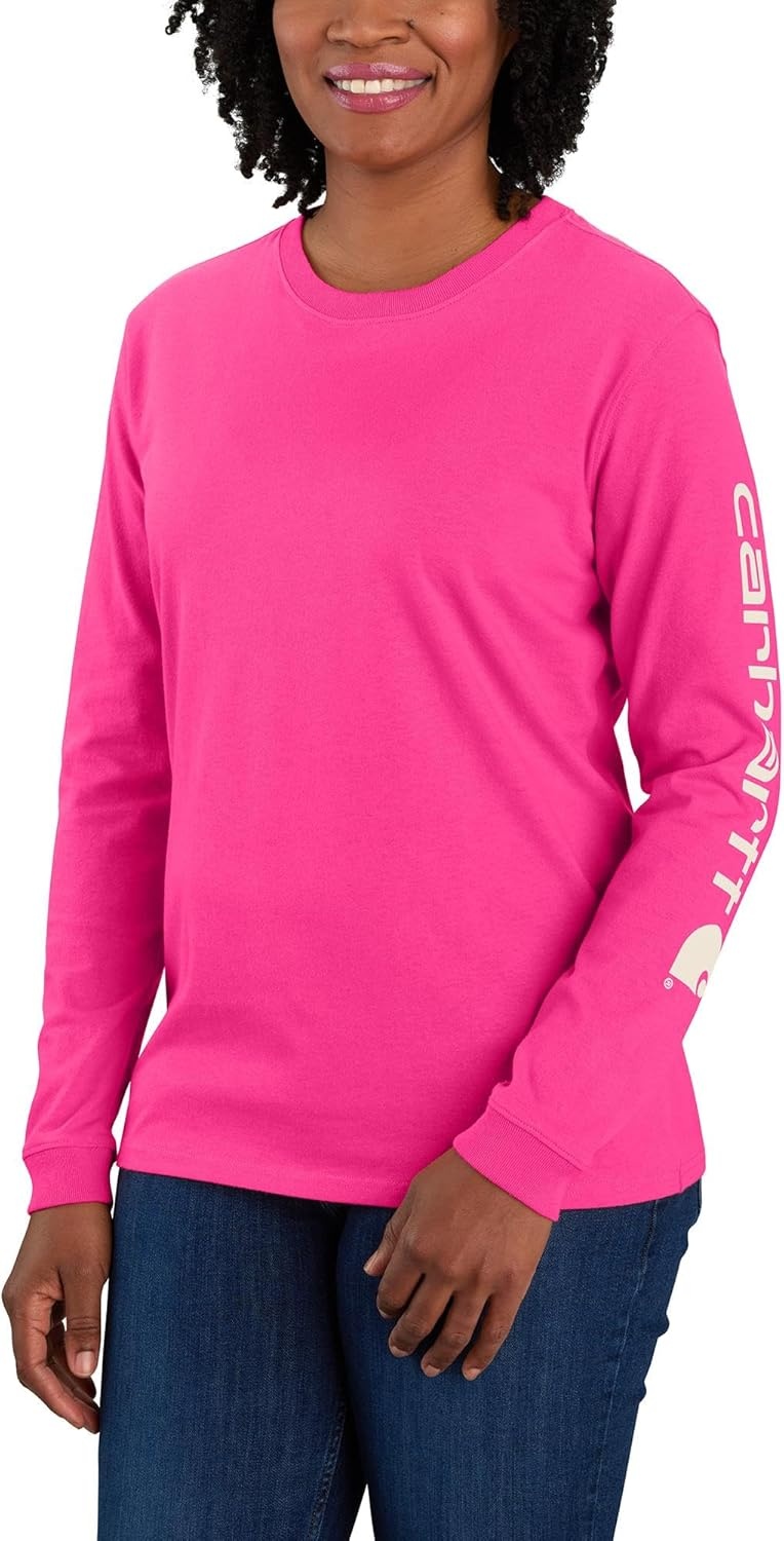 image:imageCarhartt Womens Dearborn Loose LS Logo TShirtPink Glow