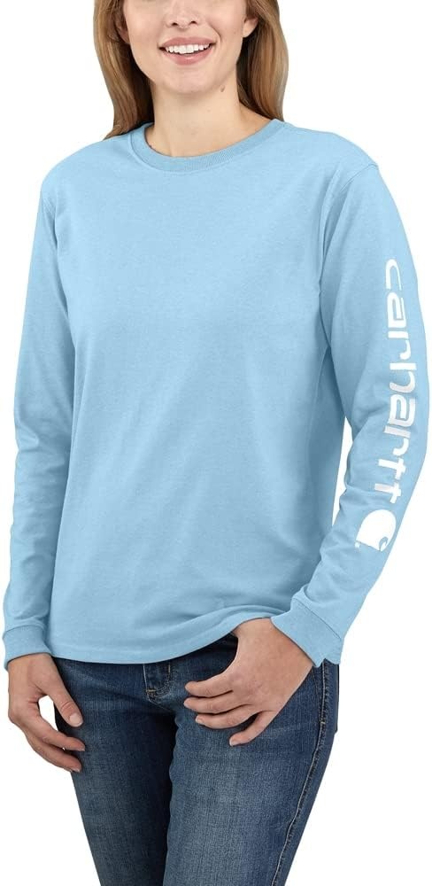 image:imageCarhartt Womens Dearborn Loose LS Logo TShirtPowder Blue