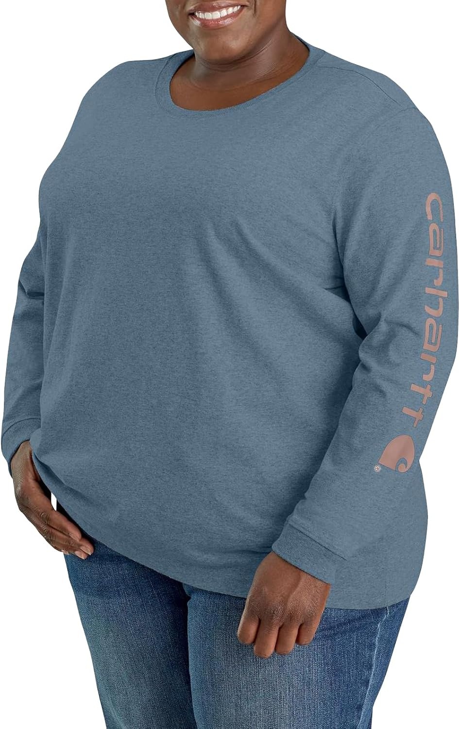 image:imageCarhartt Womens Dearborn Loose LS Logo TShirtThundercloud Heather