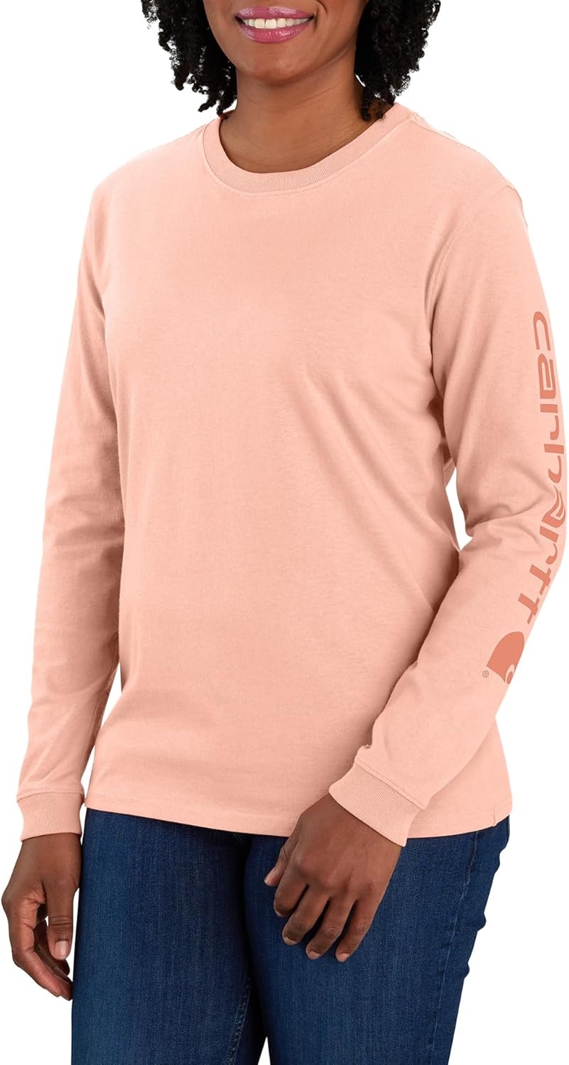 image:imageCarhartt Womens Dearborn Loose LS Logo TShirtTropical Peach