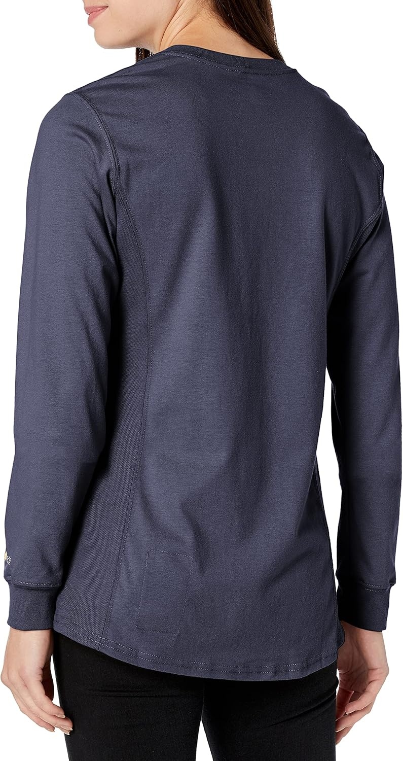 image:imageCarhartt Womens Flame Resistant Force Relaxed Fit Midweight LongSleeve Pocket TShirtDark Navy