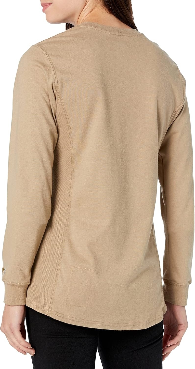 image:imageCarhartt Womens Flame Resistant Force Relaxed Fit Midweight LongSleeve Pocket TShirtKhaki