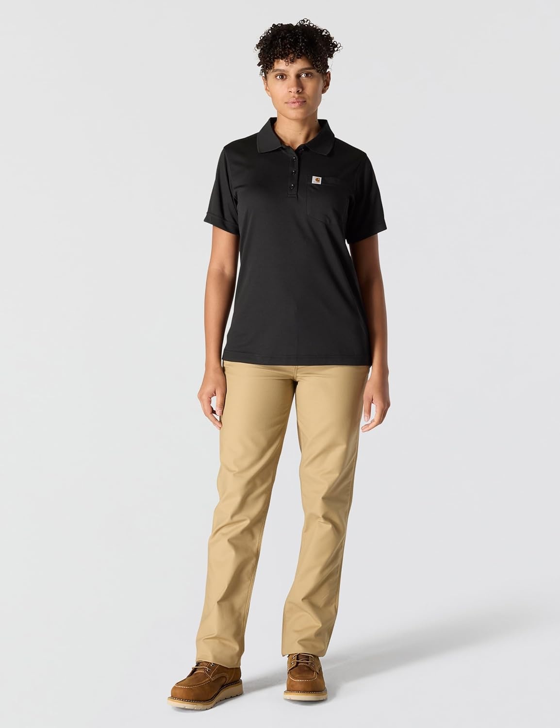 image:imageCarhartt Womens Force Relaxed Fit Lightweight ShortSleeve Pocket PoloBlack