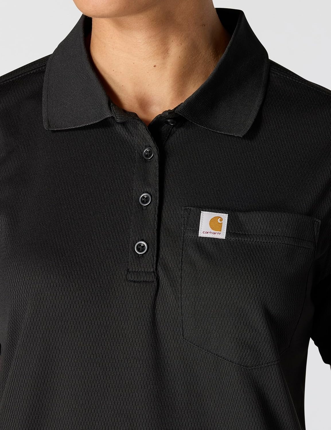 image:imageCarhartt Womens Force Relaxed Fit Lightweight ShortSleeve Pocket PoloBlack