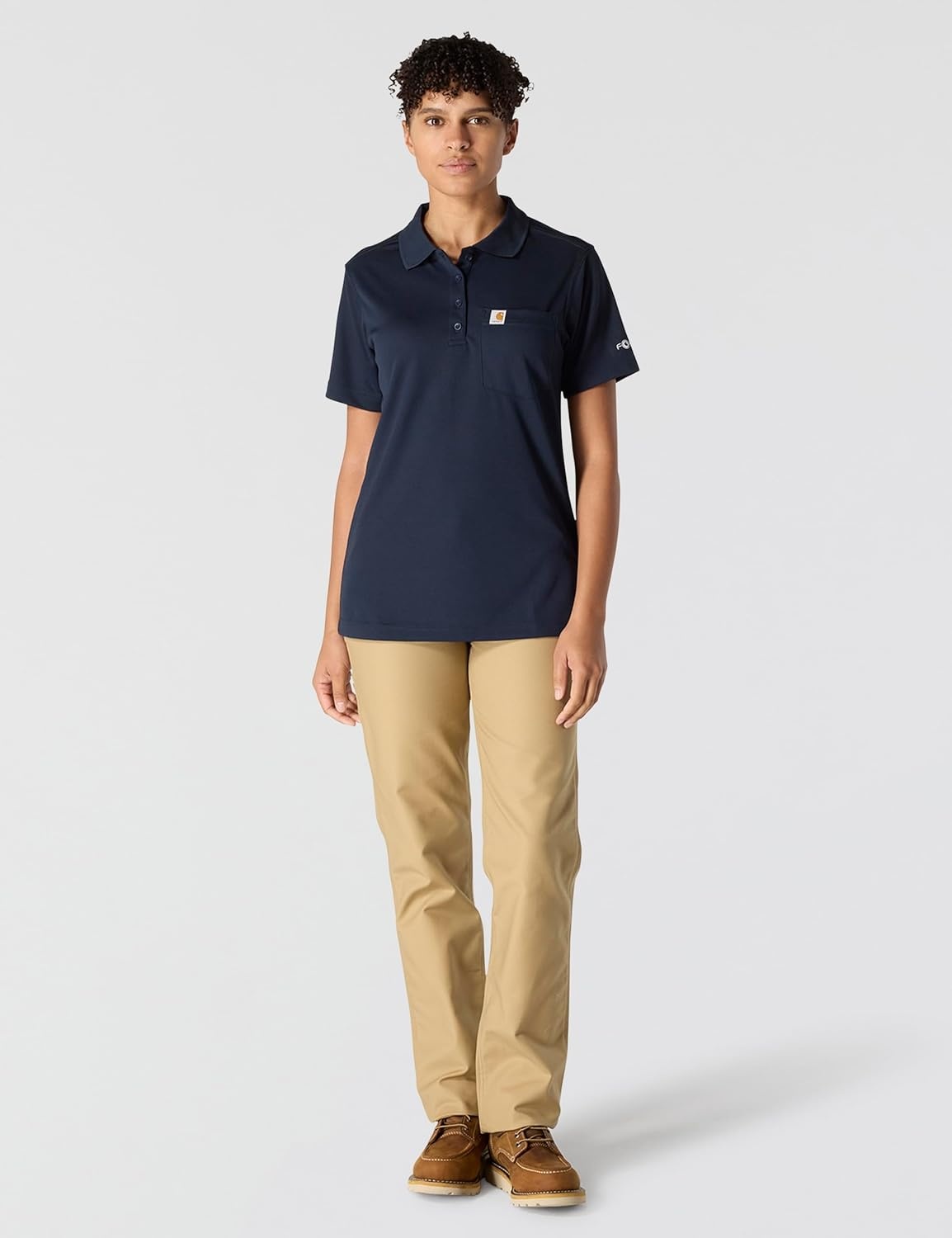 image:imageCarhartt Womens Force Relaxed Fit Lightweight ShortSleeve Pocket PoloNavy