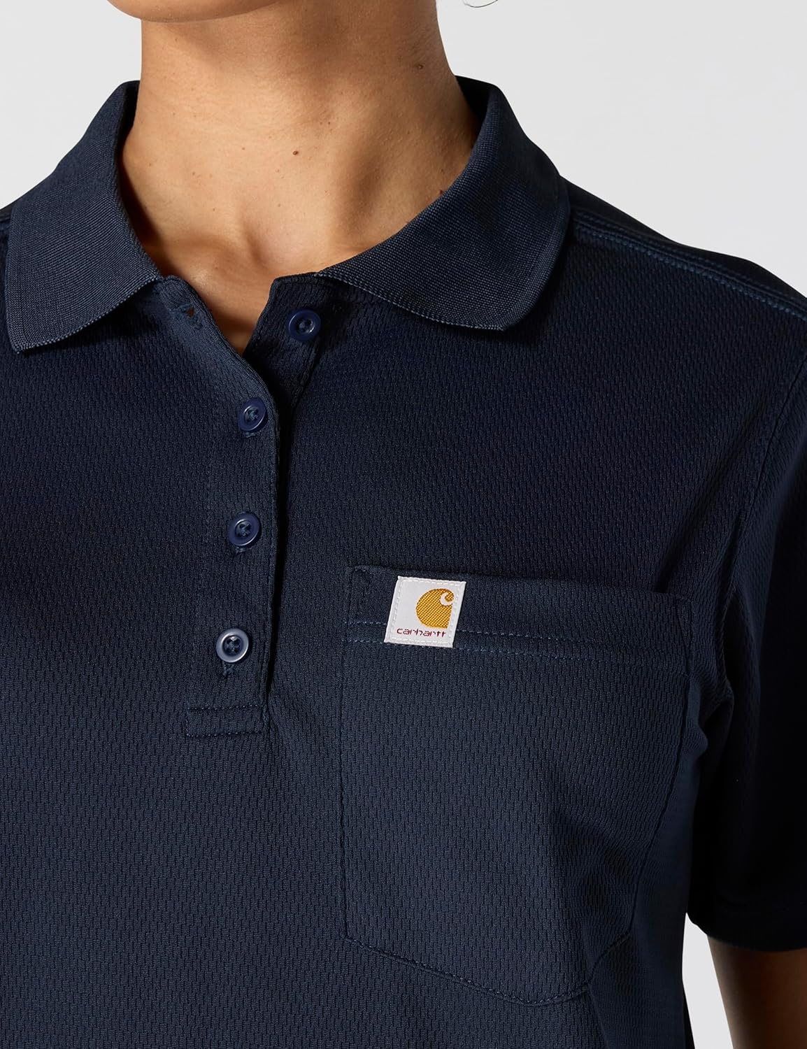 image:imageCarhartt Womens Force Relaxed Fit Lightweight ShortSleeve Pocket PoloNavy