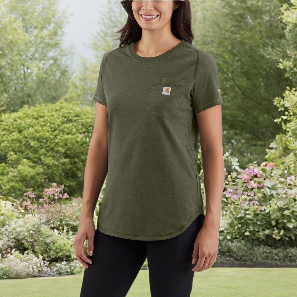 image:imageCarhartt Womens Force Relaxed Fit Midweight Pocket TShirt 105415Basil Heather