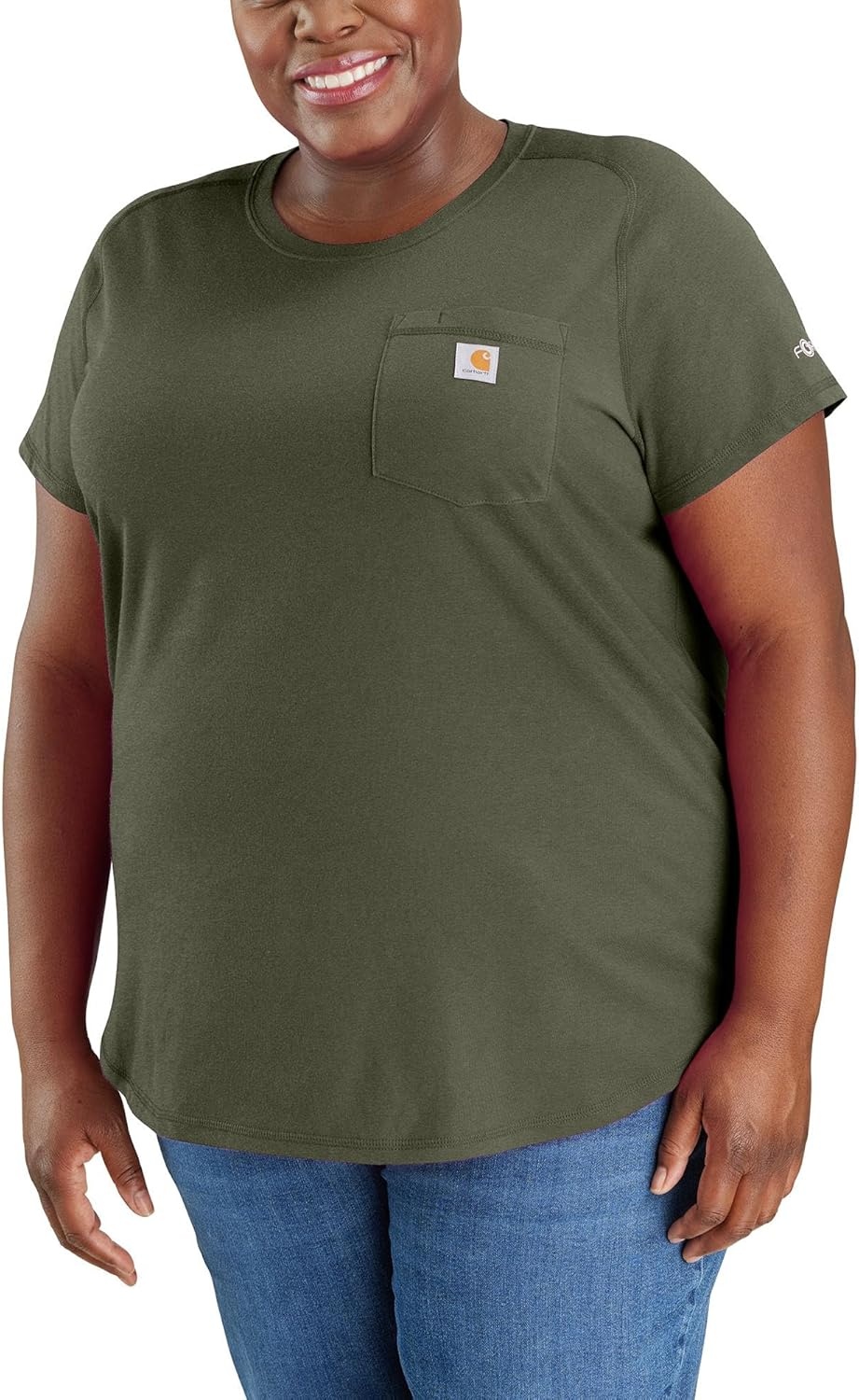 image:imageCarhartt Womens Force Relaxed Fit Midweight Pocket TShirt 105415Basil Heather Closeout