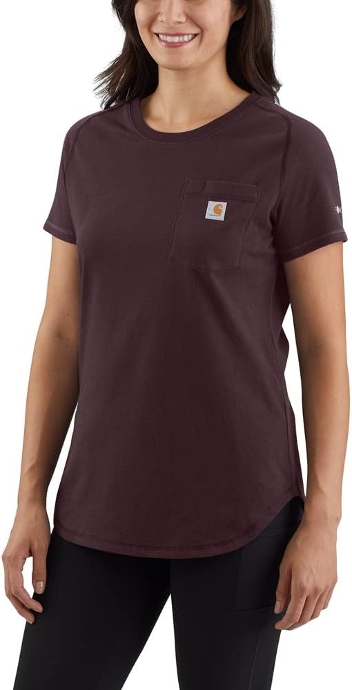 image:imageCarhartt Womens Force Relaxed Fit Midweight Pocket TShirt 105415Blackberry