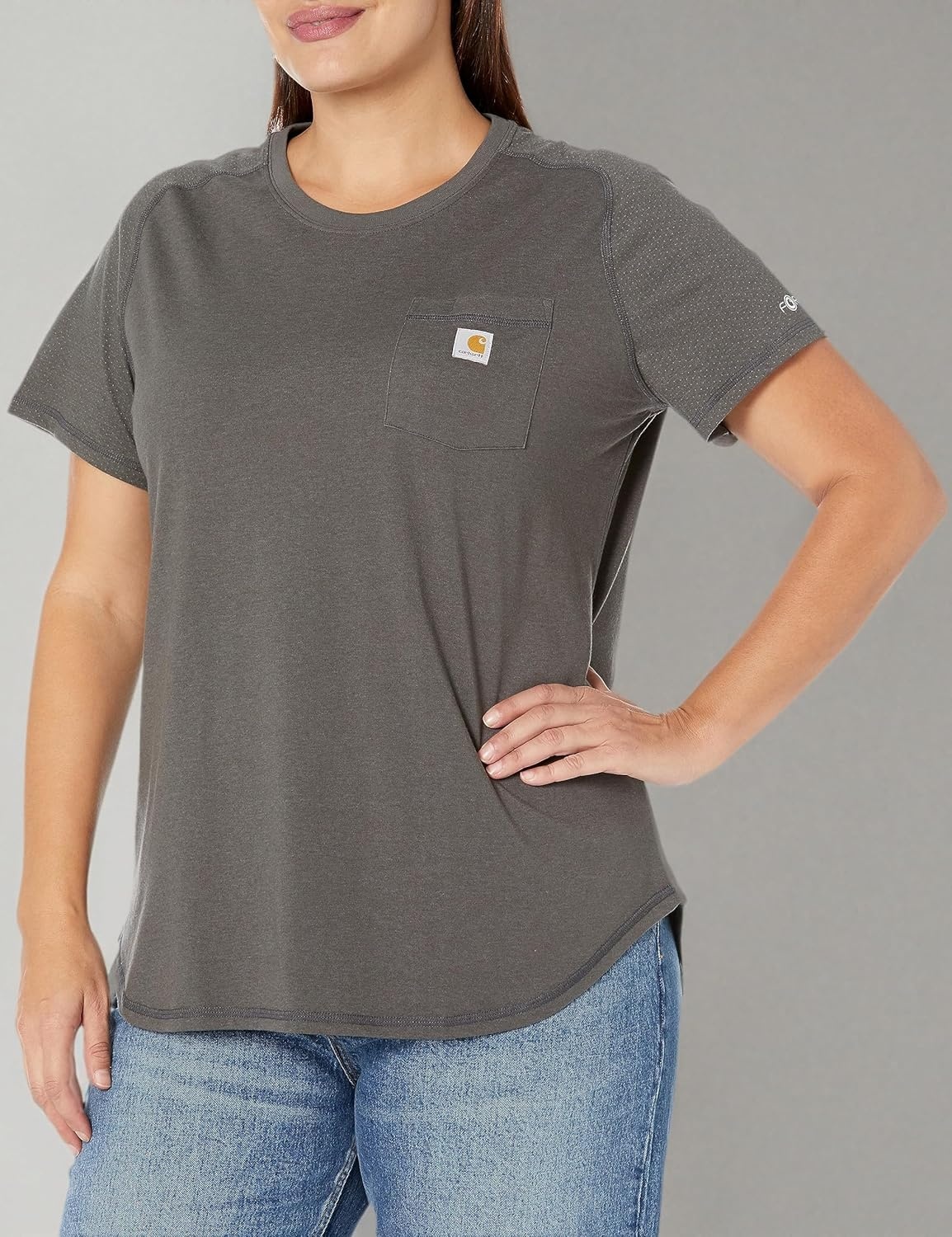 image:imageCarhartt Womens Force Relaxed Fit Midweight Pocket TShirt 105415Carbon Heather