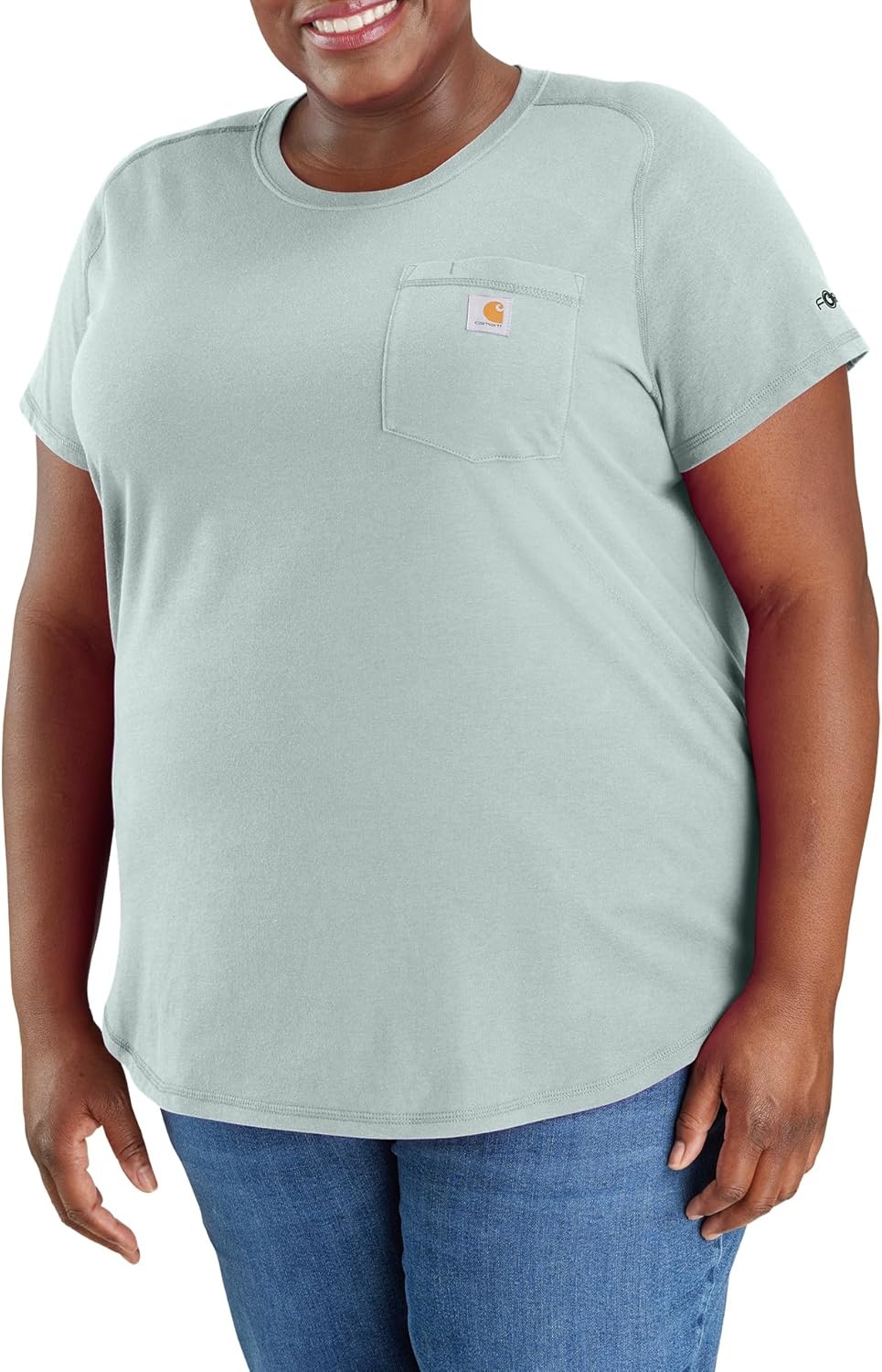 image:imageCarhartt Womens Force Relaxed Fit Midweight Pocket TShirt 105415Dew Drop