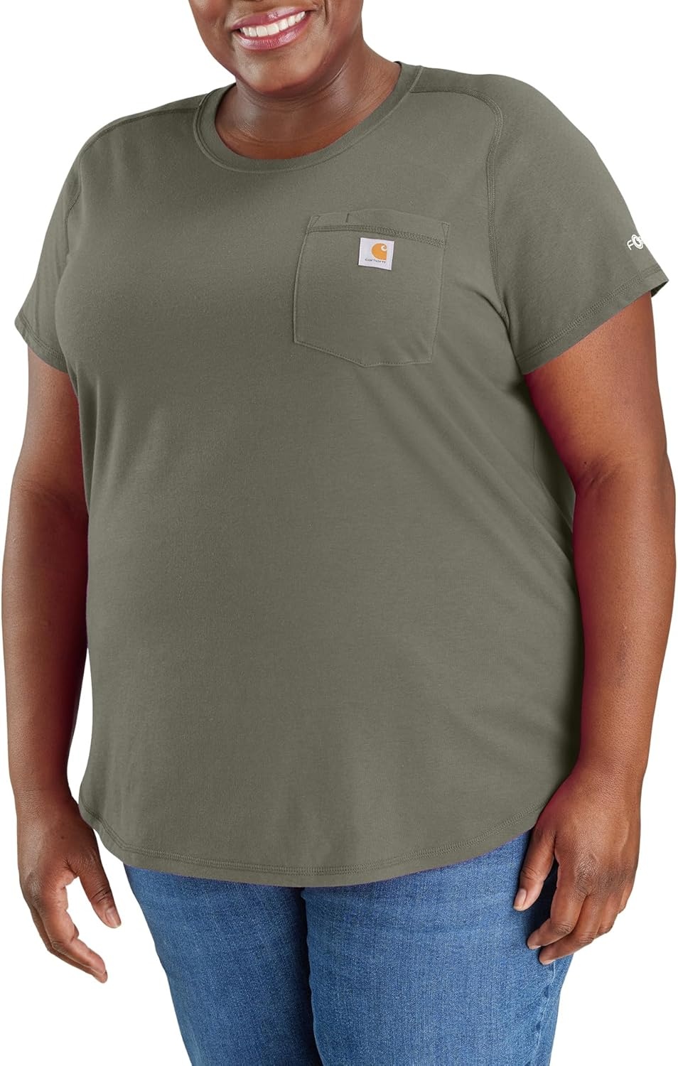 image:imageCarhartt Womens Force Relaxed Fit Midweight Pocket TShirt 105415Dusty Olive