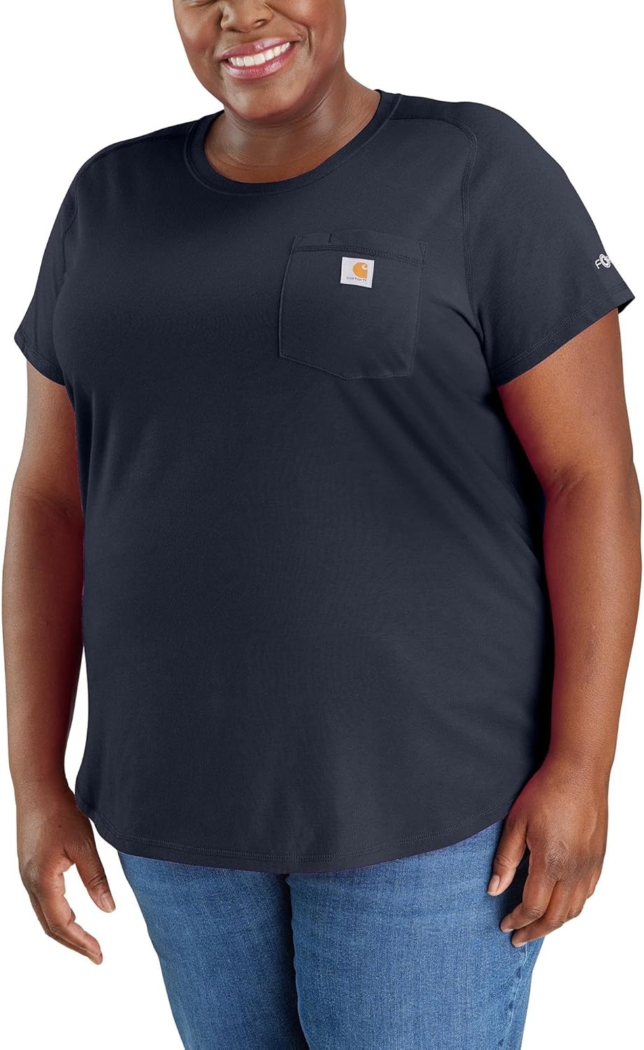 image:imageCarhartt Womens Force Relaxed Fit Midweight Pocket TShirt 105415Navy Closeout
