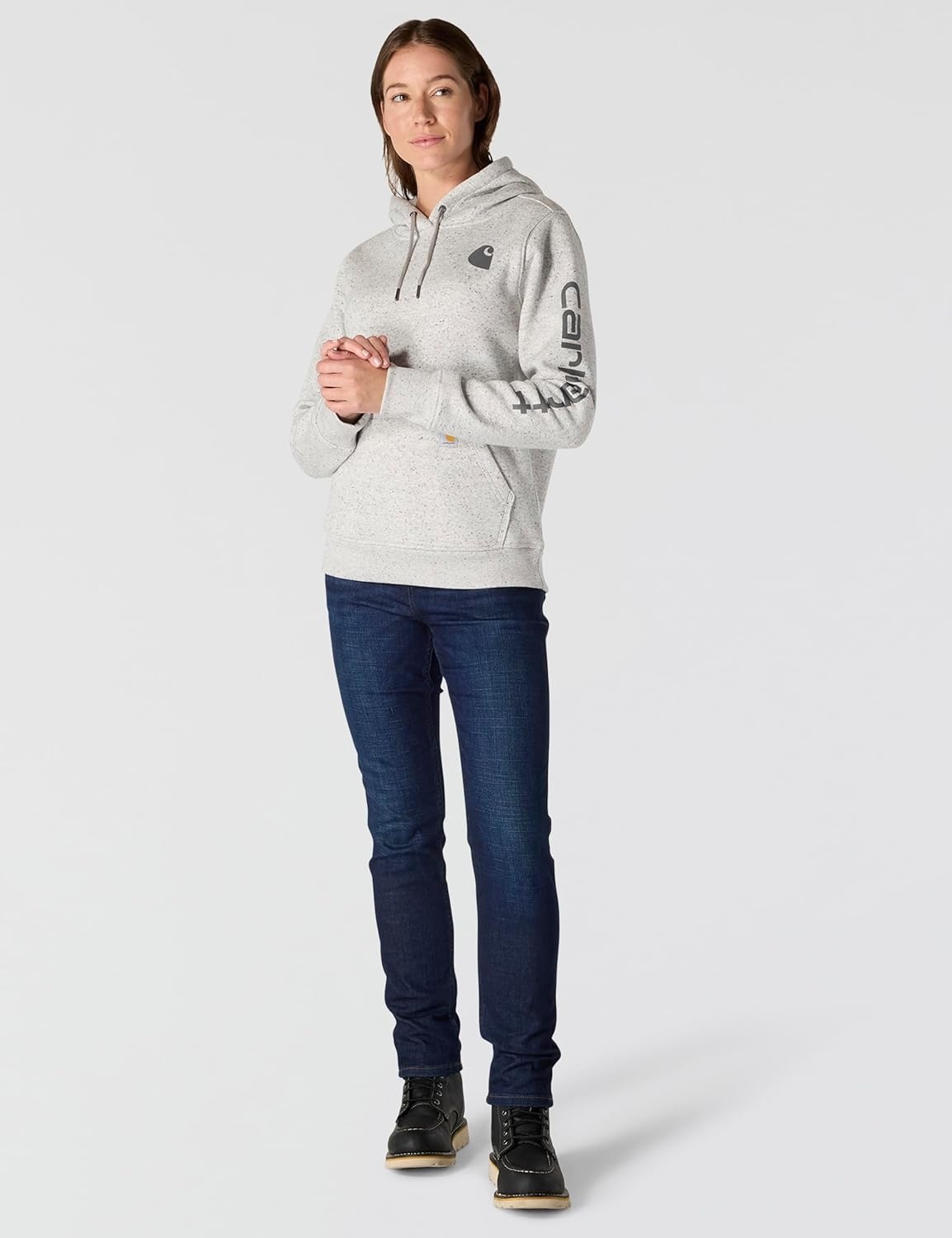 image:imageCarhartt Womens Iconic Clarksburg Logo SweatshirtAsphalt Heather Nep