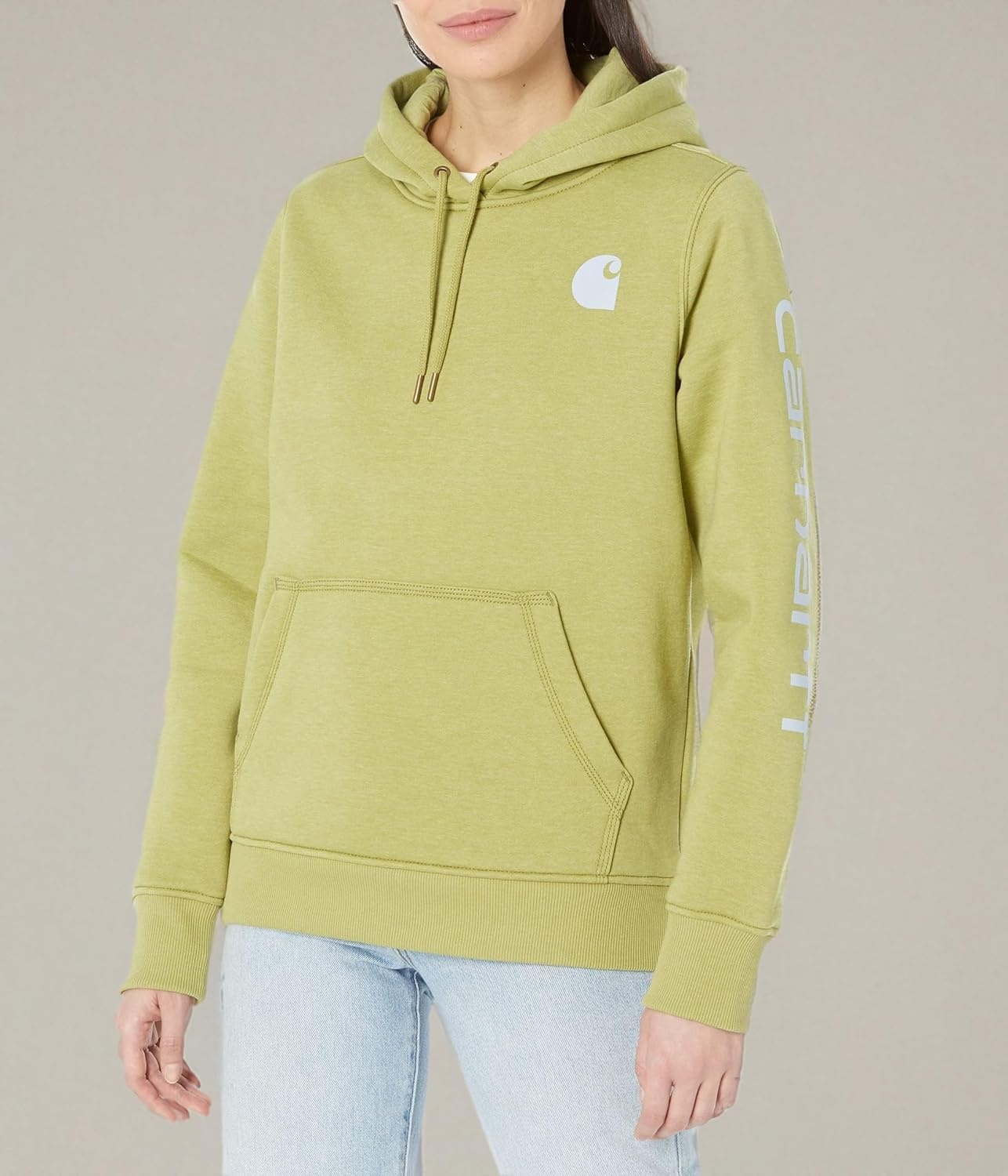 image:imageCarhartt Womens Iconic Clarksburg Logo SweatshirtGreen Olive Heather