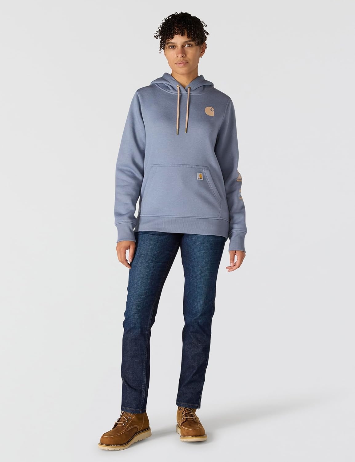 image:imageCarhartt Womens Iconic Clarksburg Logo SweatshirtLight Faded Navy HeatherLight Taupe Hea