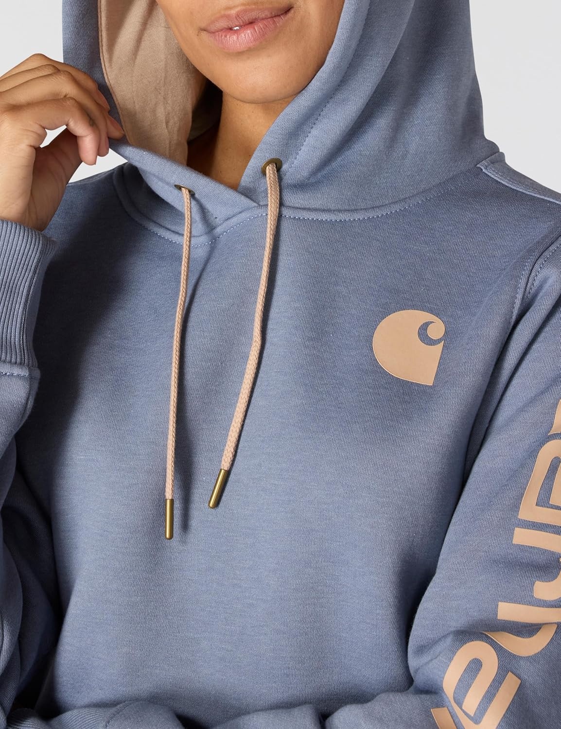 image:imageCarhartt Womens Iconic Clarksburg Logo SweatshirtLight Faded Navy HeatherLight Taupe Hea