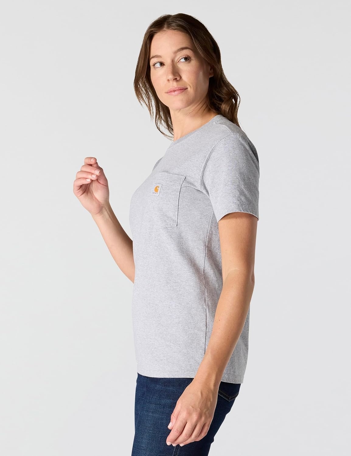 image:imageCarhartt Womens Iconic WK87 Pocket TShirtHeather Gray