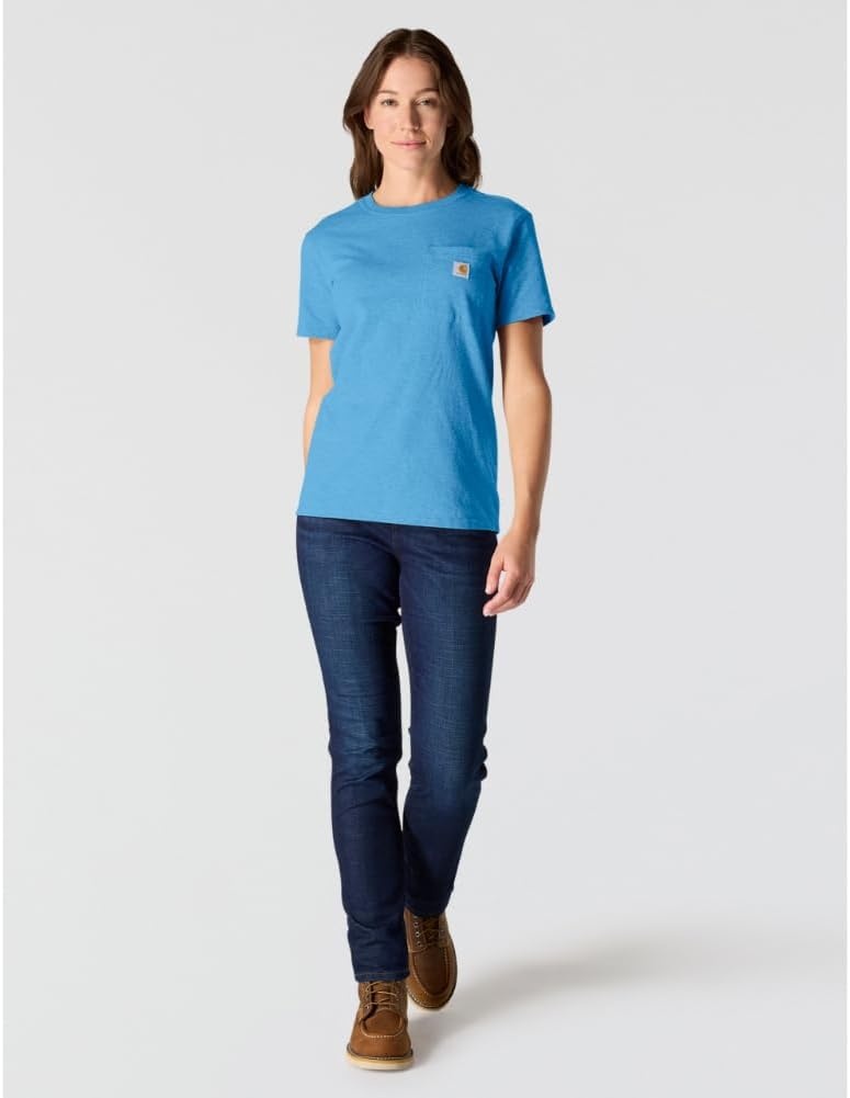 image:imageCarhartt Womens Iconic WK87 Pocket TShirtTranquil Blue Heather
