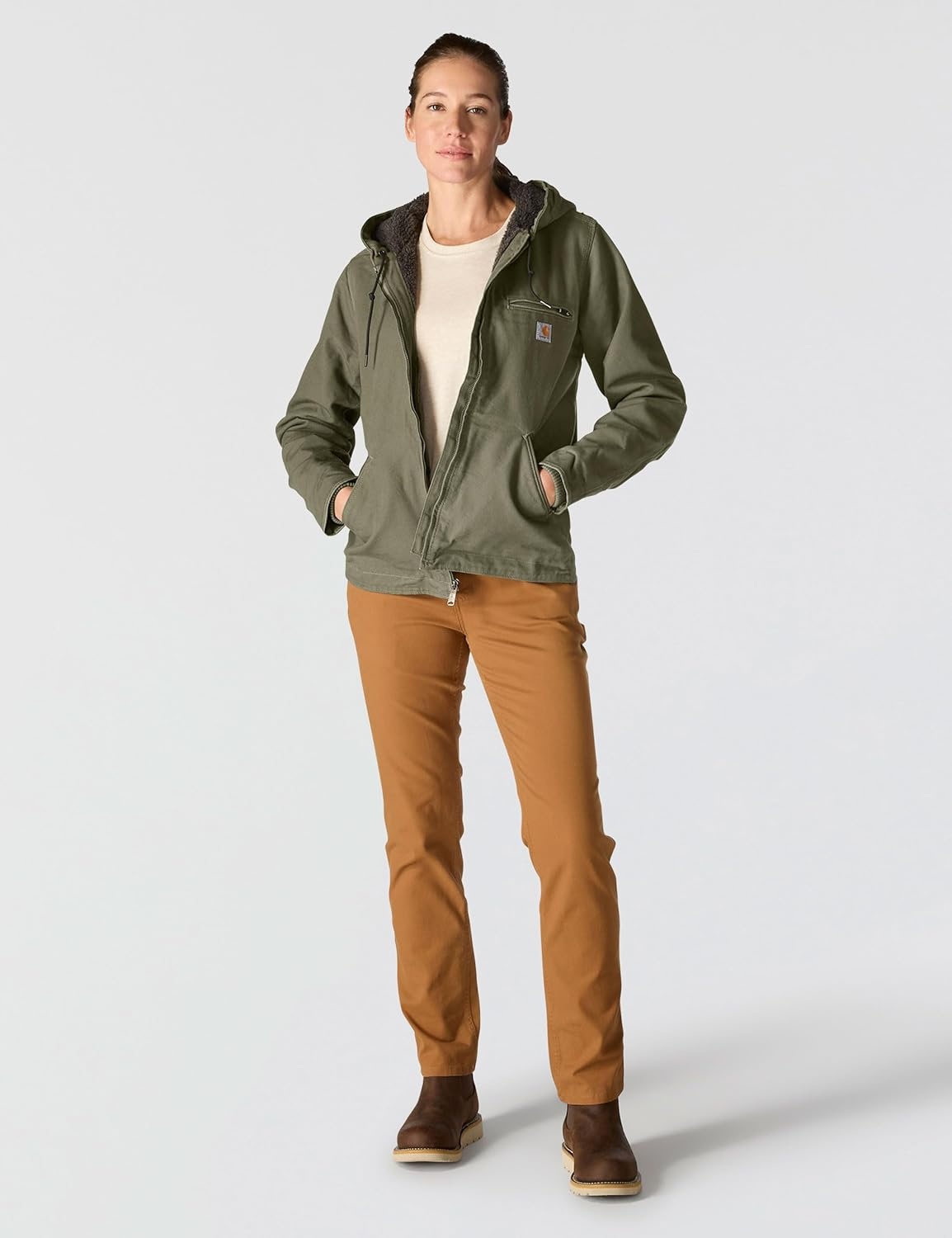 image:imageCarhartt Womens Iconic Washed Duck Sierra JacketBasil
