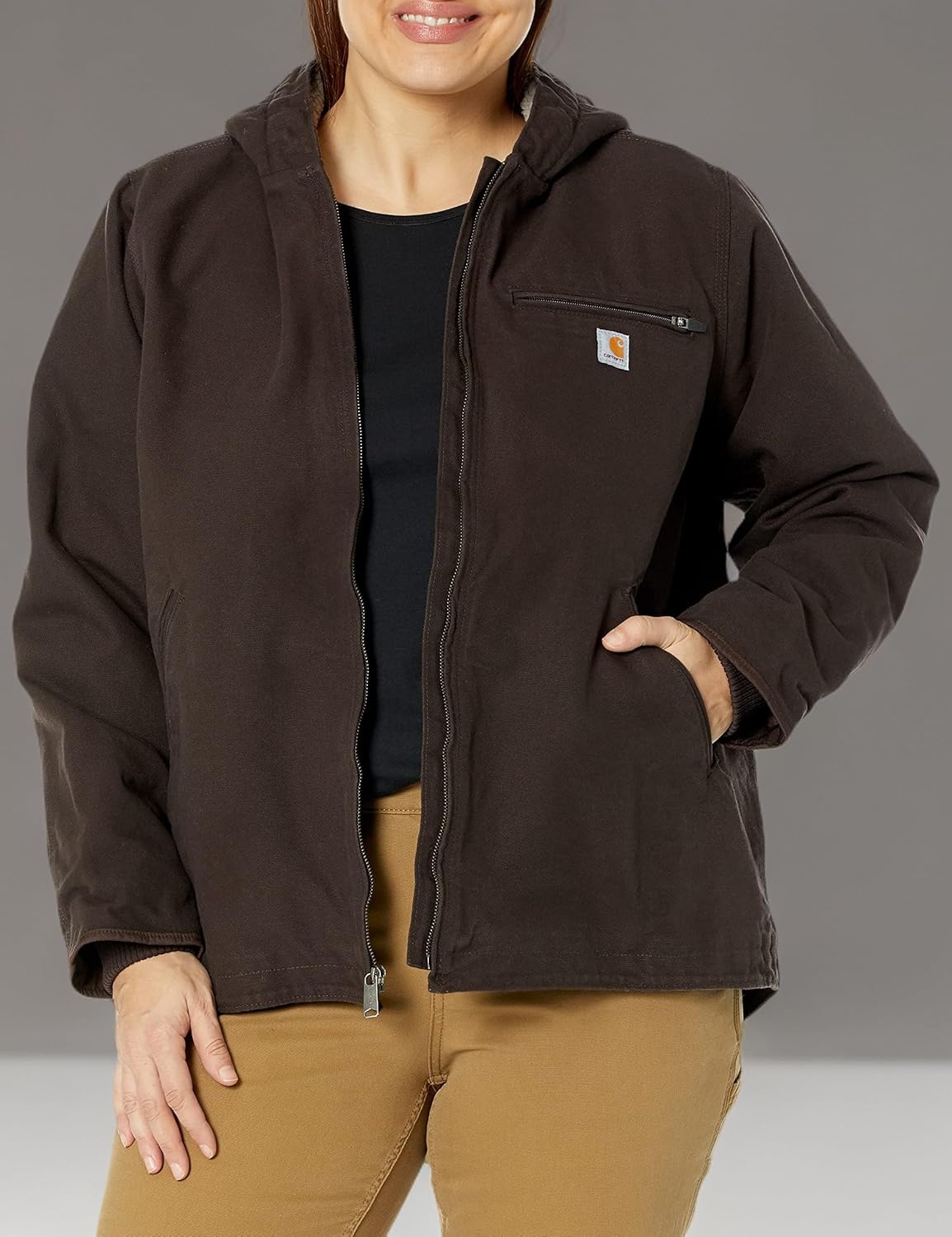 image:imageCarhartt Womens Iconic Washed Duck Sierra JacketDark Brown