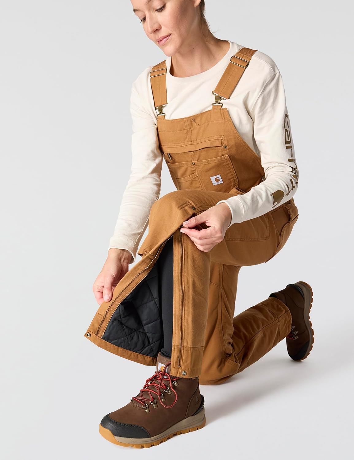 image:imageCarhartt Womens Washed Duck Insulated Bib OverallBrown