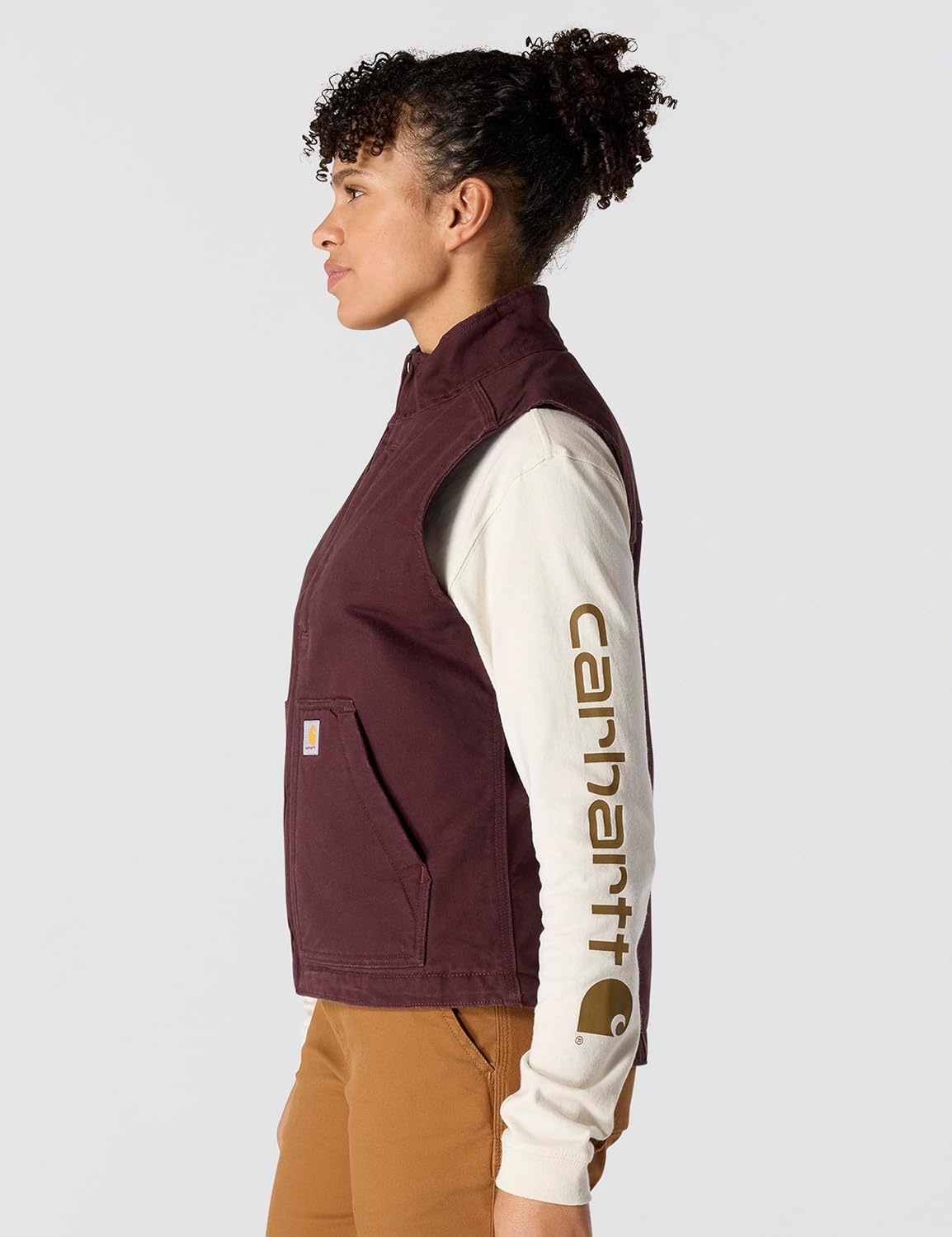 image:imageCarhartt Womens Washed Duck Mock Neck VestBlackberry