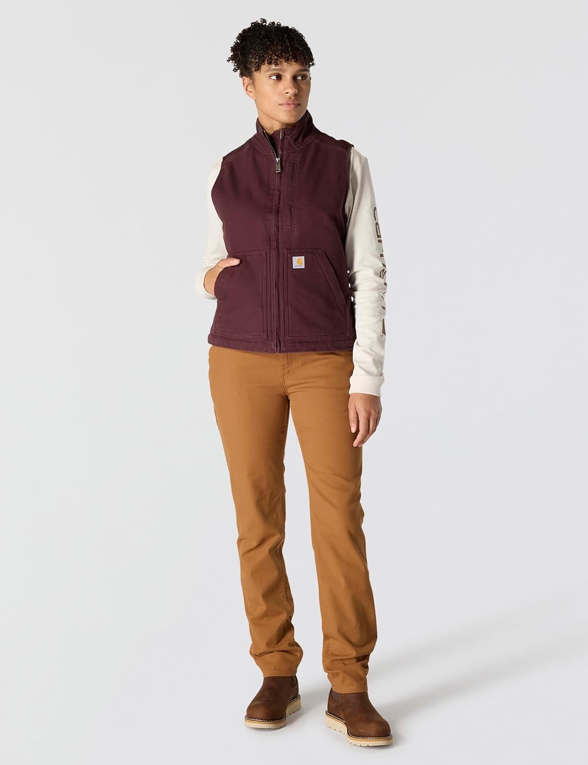 image:imageCarhartt Womens Washed Duck Mock Neck VestBlackberry