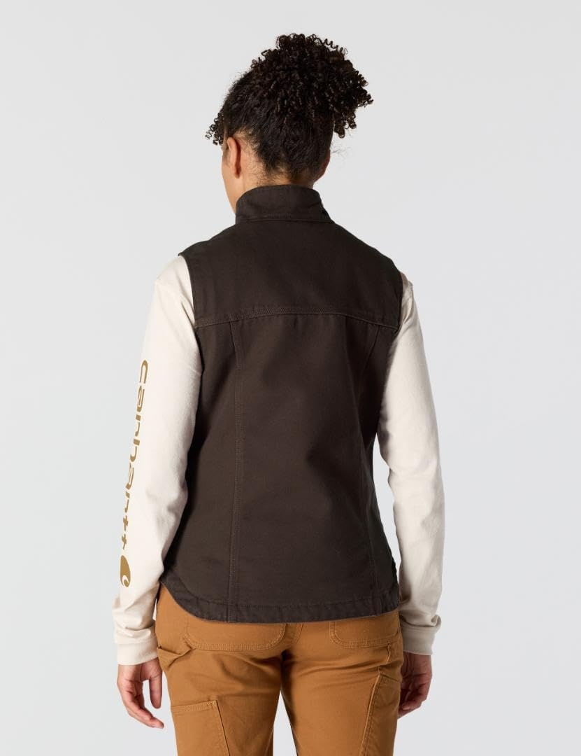 image:imageCarhartt Womens Washed Duck Mock Neck VestDark Brown