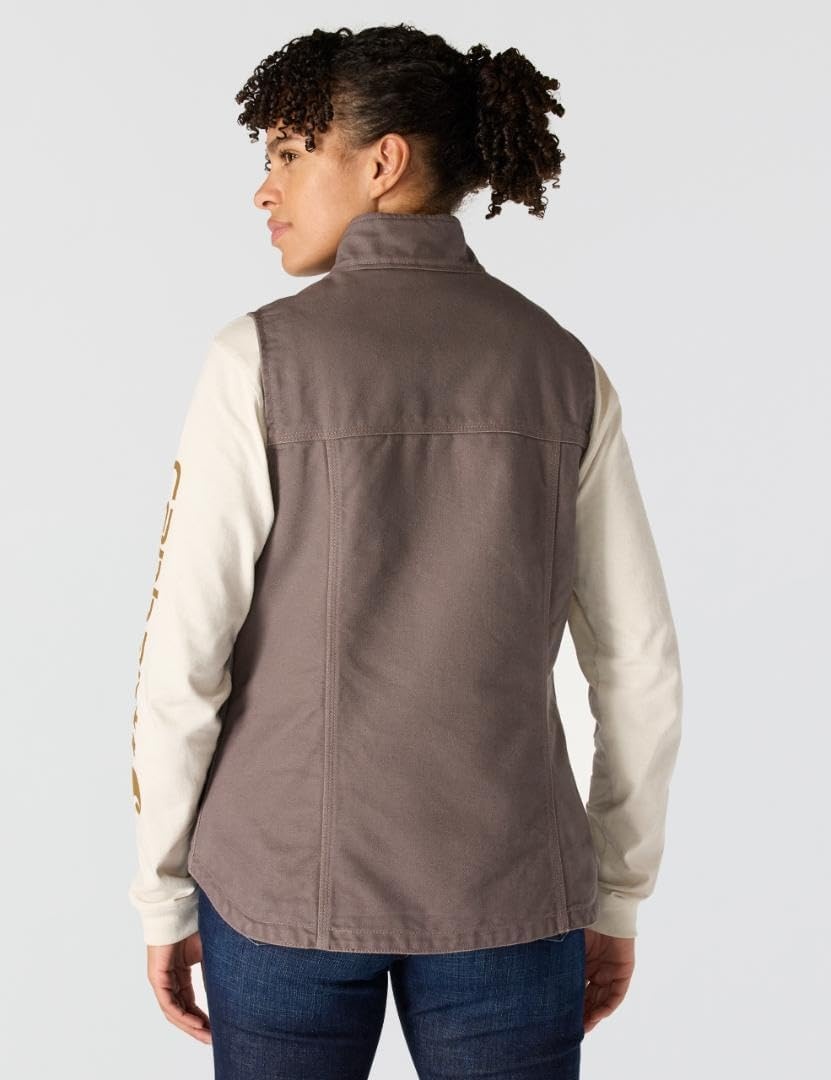 image:imageCarhartt Womens Washed Duck Mock Neck VestTaupe Gray