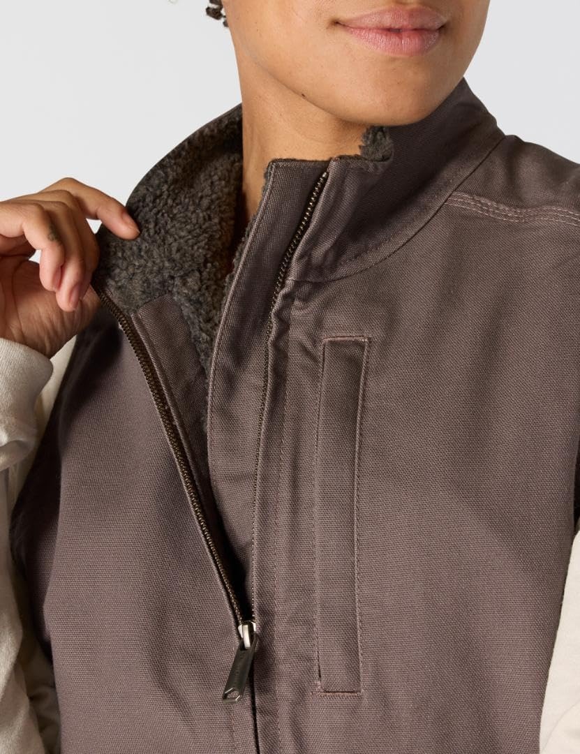 image:imageCarhartt Womens Washed Duck Mock Neck VestTaupe Gray