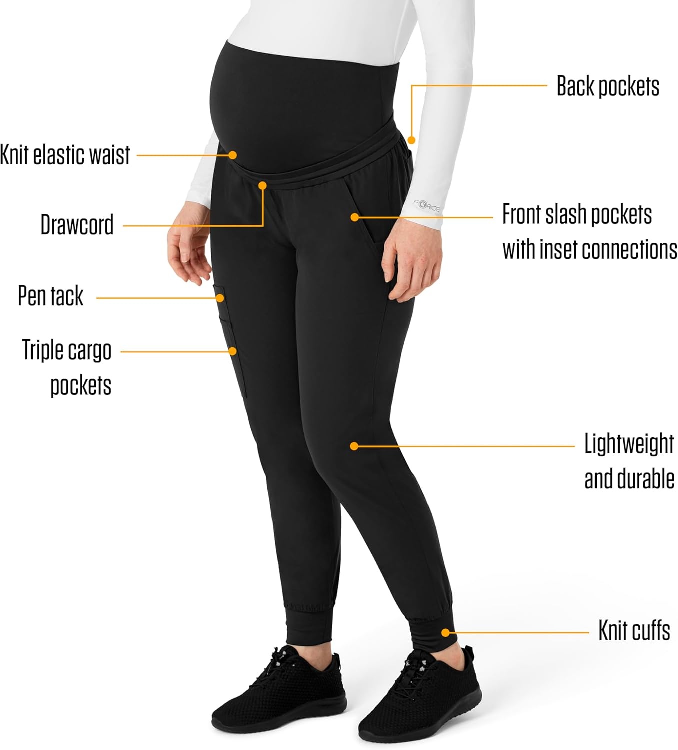 image:imageForce Essentials Womens Maternity Jogger Scrub PantBlack