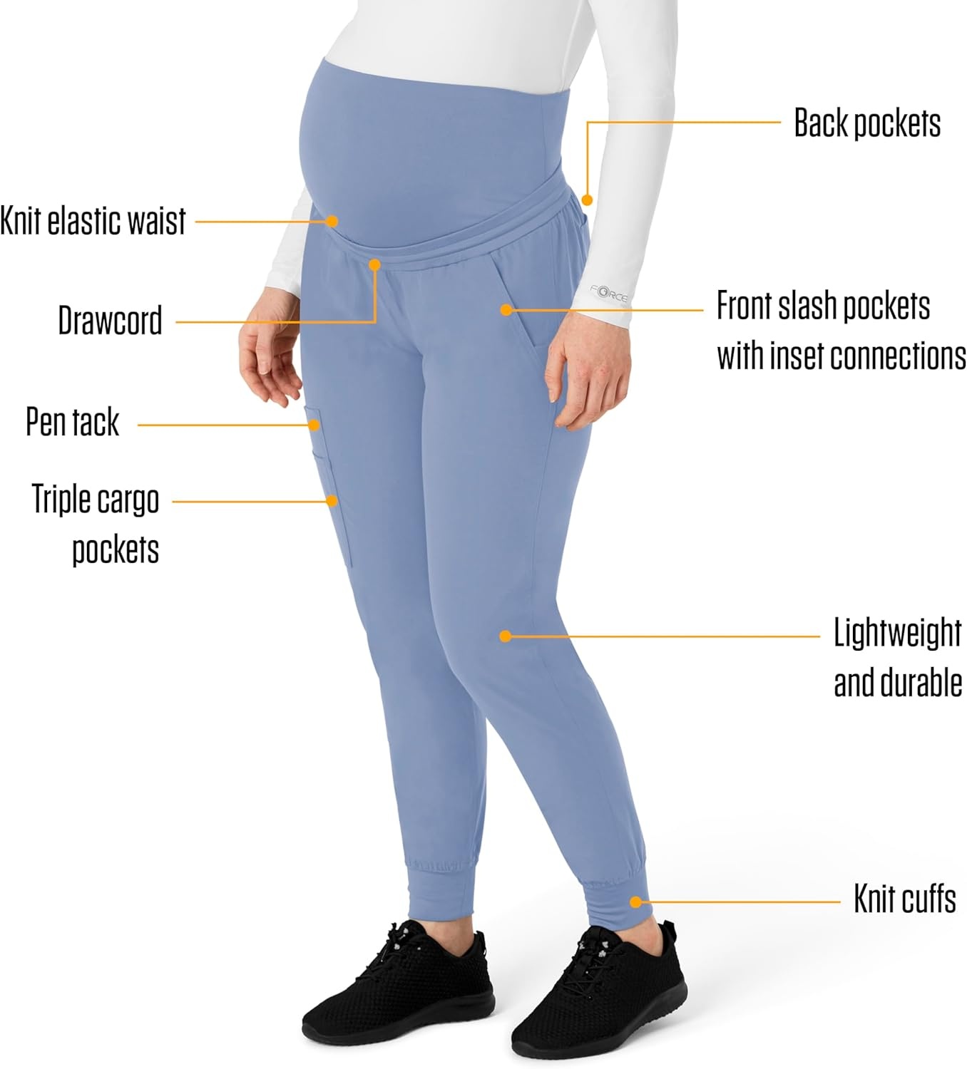 image:imageForce Essentials Womens Maternity Jogger Scrub PantCeil Blue