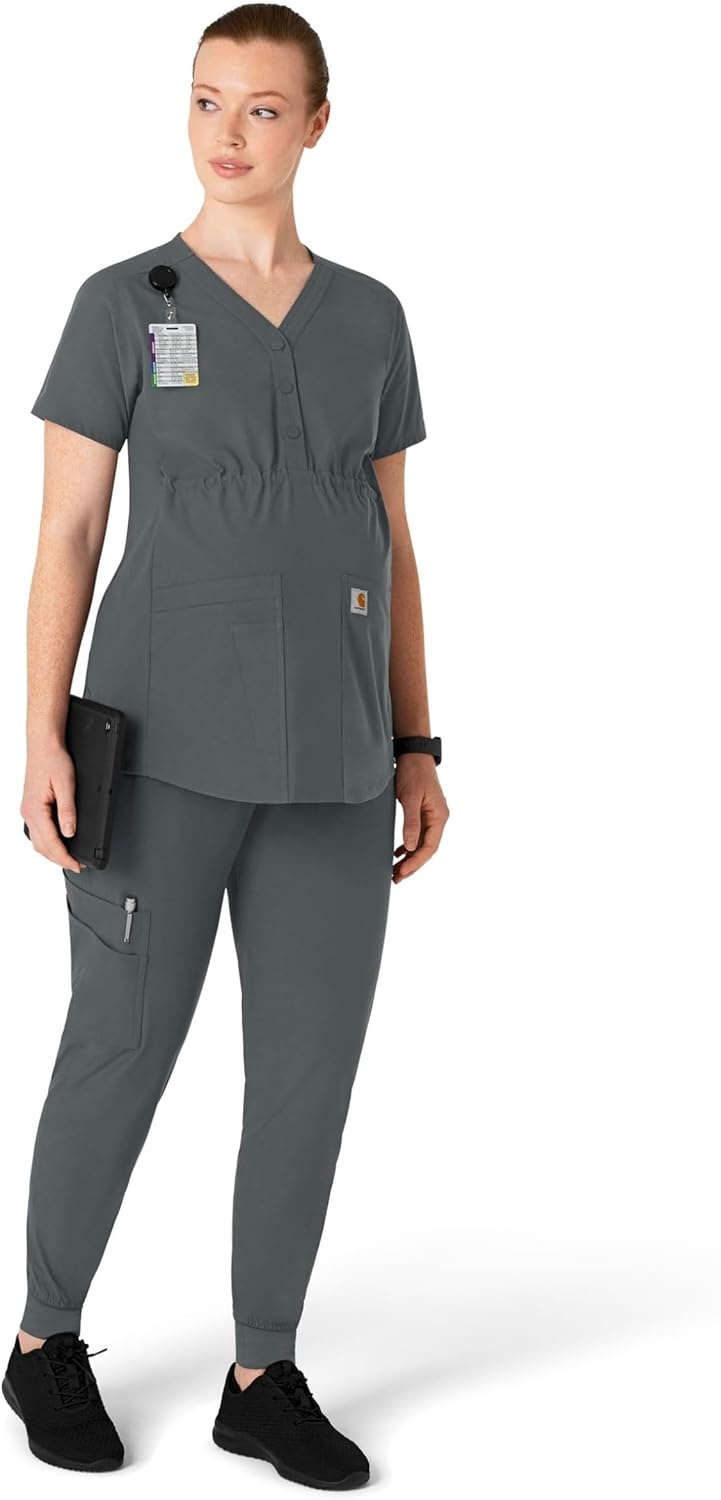 image:imageForce Essentials Womens Maternity Jogger Scrub PantPewter