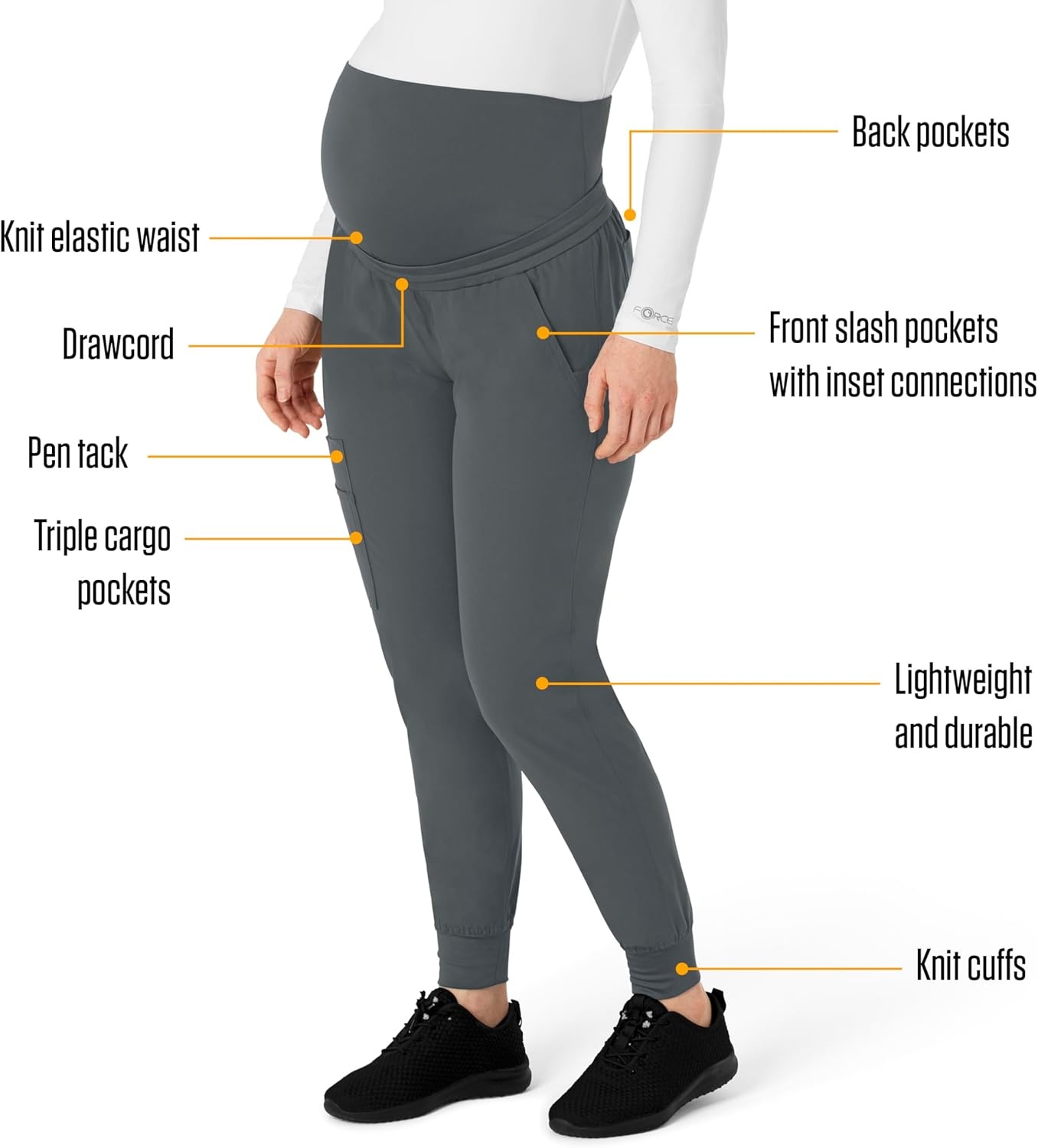 image:imageForce Essentials Womens Maternity Jogger Scrub PantPewter