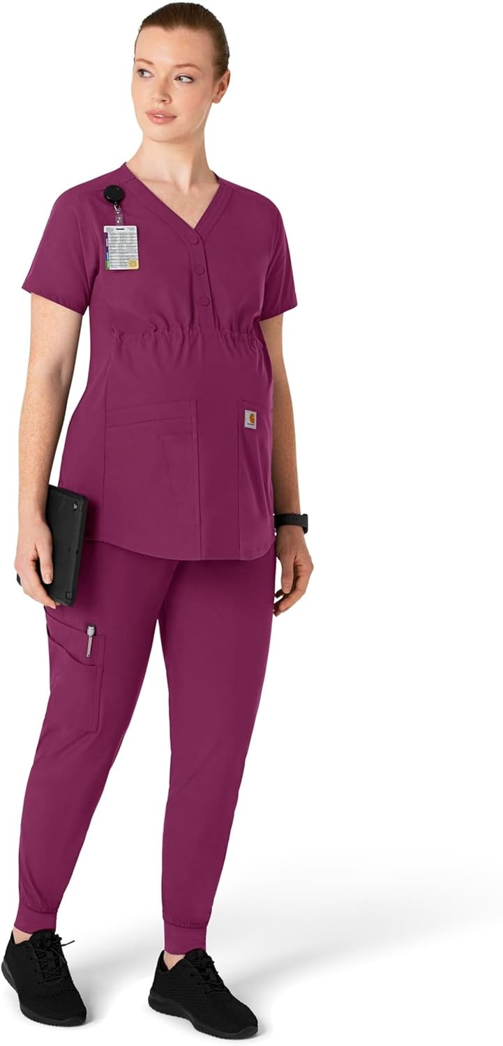 image:imageForce Essentials Womens Maternity Jogger Scrub PantWine