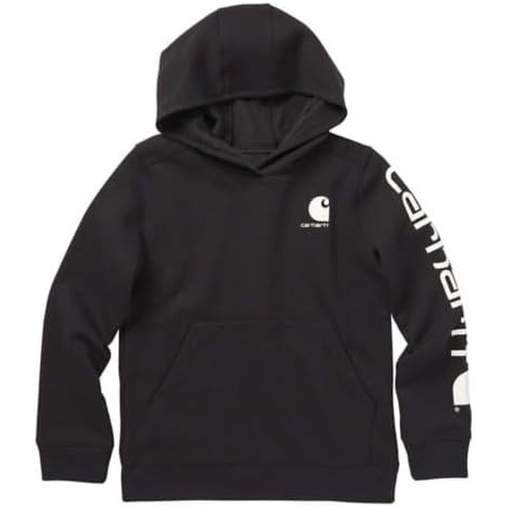 image:imageCarhartt Big Boys LongSleeve Hooded Graphic Sweatshirt Caviar Black Youth Medium 1012