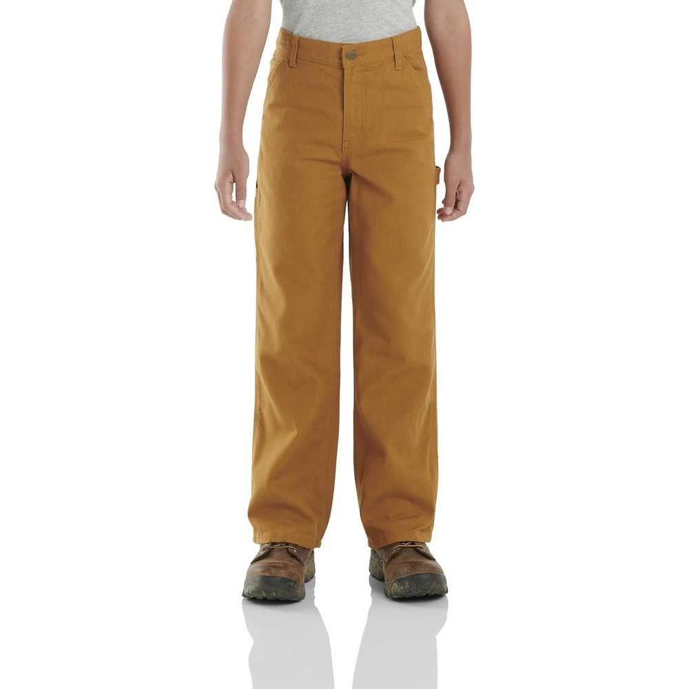 image:imageCarhartt Boys FlannelLined Canvas Dungaree PantsCarhartt Brown Lined