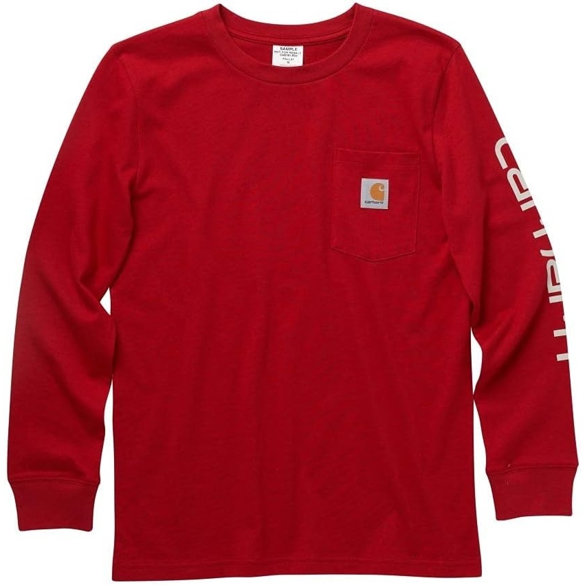 image:imageCarhartt Boys LongSleeve Logo Sleeve Pocket TShirtChili Pepper