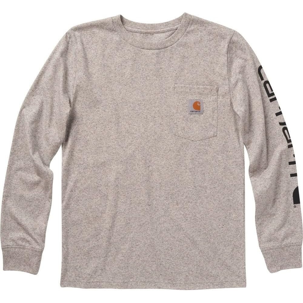 image:imageCarhartt Boys LongSleeve Logo Sleeve Pocket TShirtGray Heather