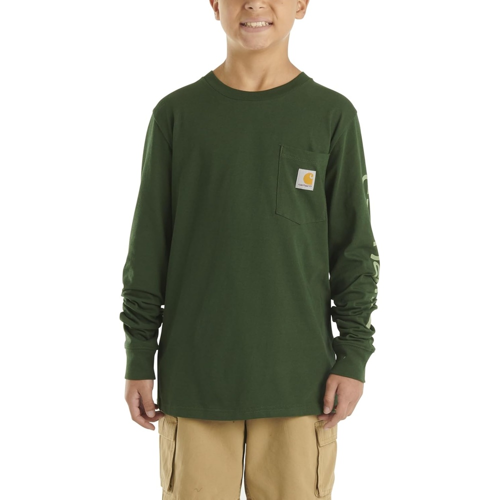 image:imageCarhartt Boys LongSleeve Logo Sleeve Pocket TShirtMountain View