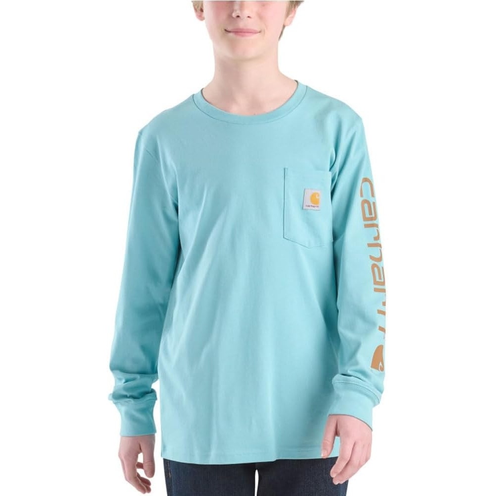 image:imageCarhartt Boys LongSleeve Logo Sleeve Pocket TShirtStillwater