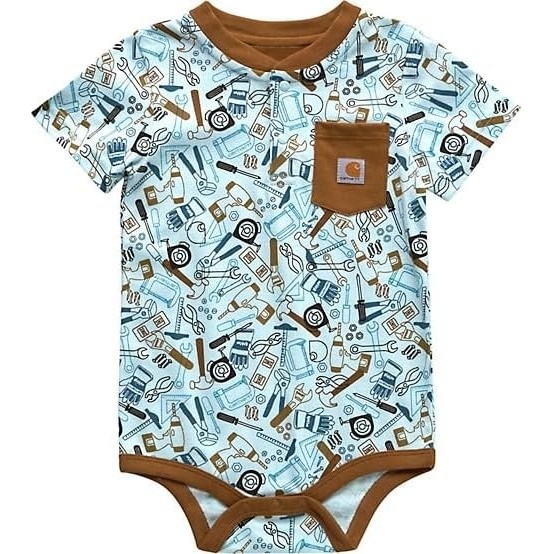 image:imageCarhartt CA6642 Baby Boys Infant Newborn ShortSleeve Henley Tools Bodysuit