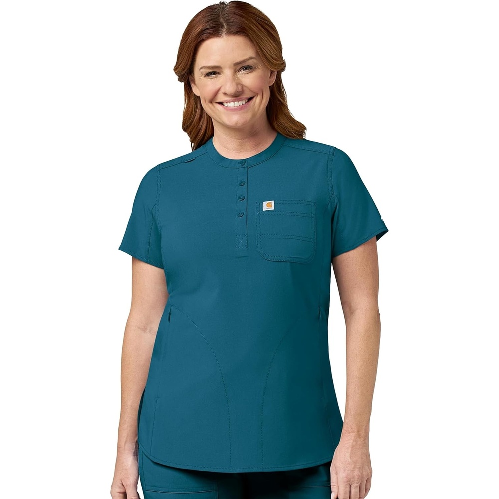 image:imageCarhartt Force Essentials Unisex VNeck 6Pocket Scrub TopCaribbean Blue